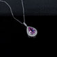 S925 Silver Pear Teardrop Lab Pink Gemstone Full-Halo Pendant Necklace, Birthday Gift - Photo 3