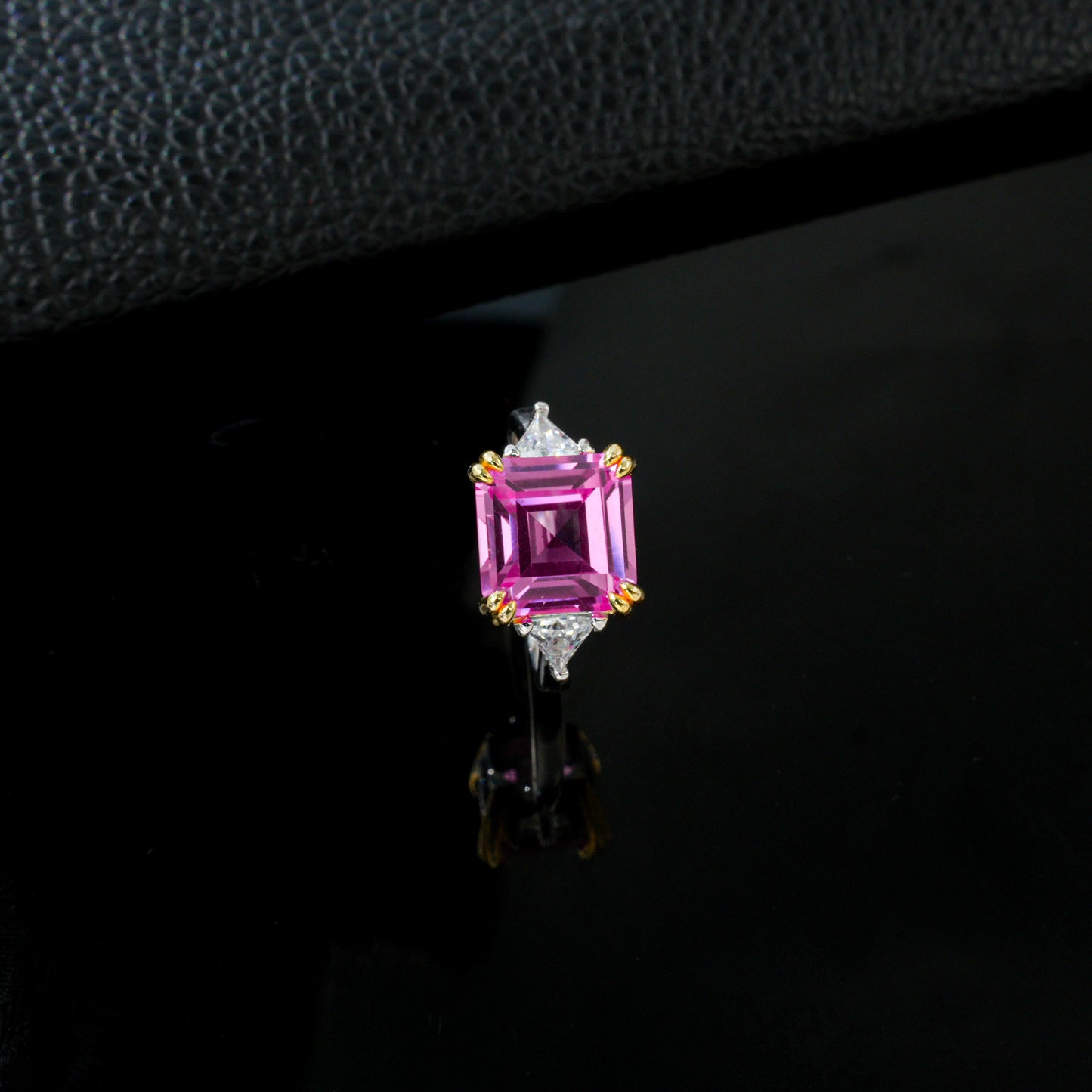 S925 Sterling Silver Lab Padparadscha Ring for Women, Premium - Photo 3