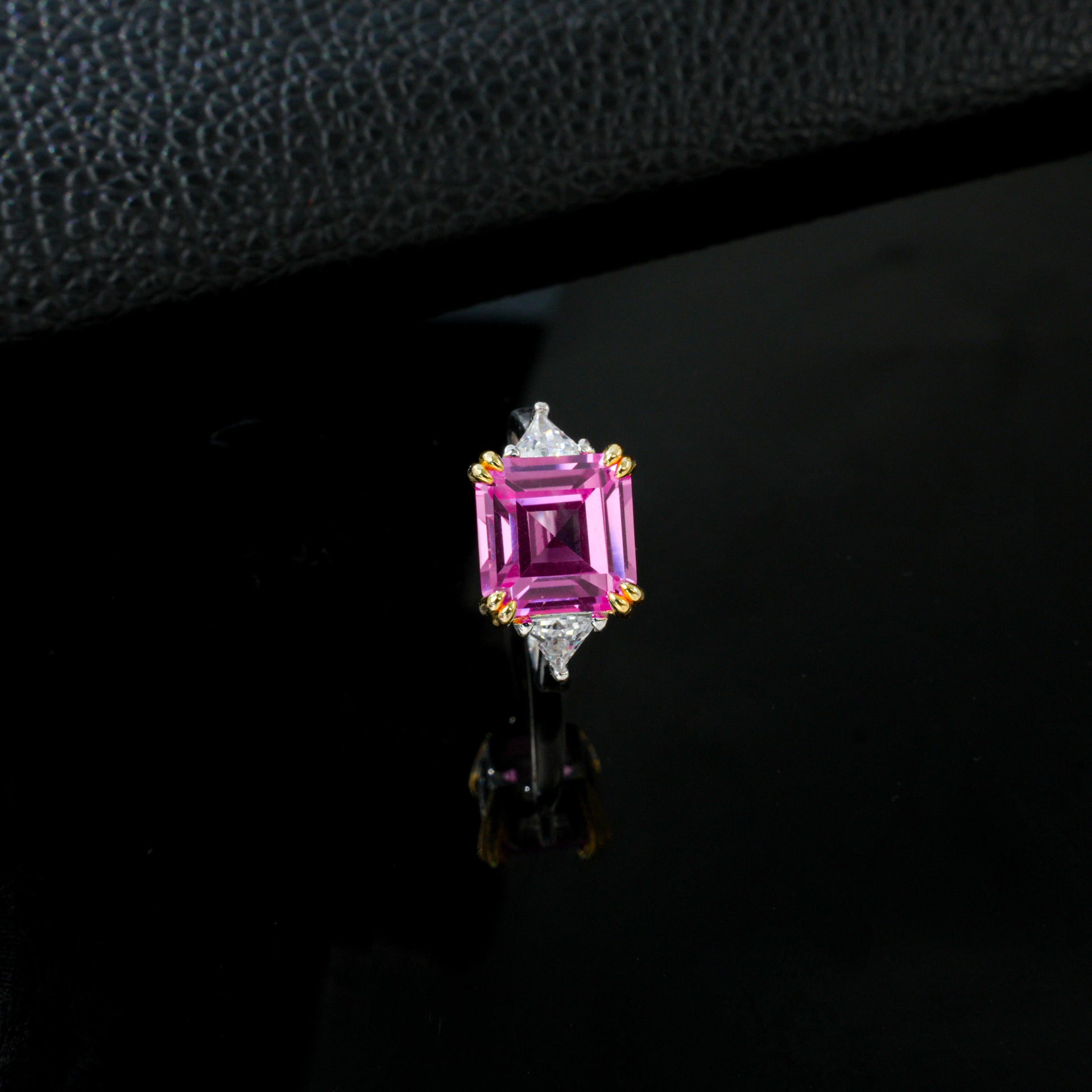 S925 Sterling Silver Lab Padparadscha Ring for Women, Premium - Photo 3