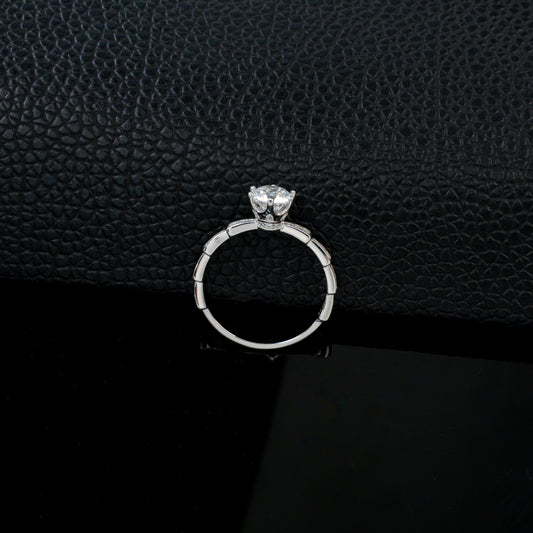 S925 Sterling Silver Lab Diamond Twist-Arm Ring - Photo 2