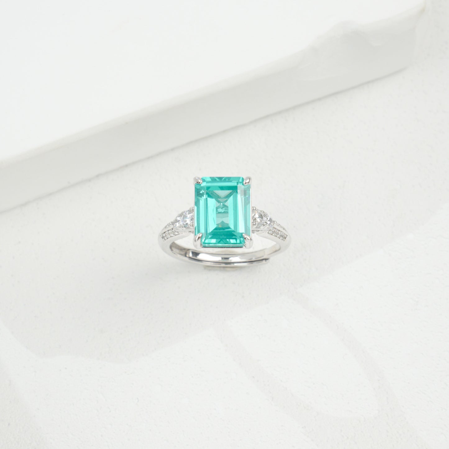 925 Sterling Silver Paraiba-Colour Ring, Premium Modern Minimalist - Photo 4