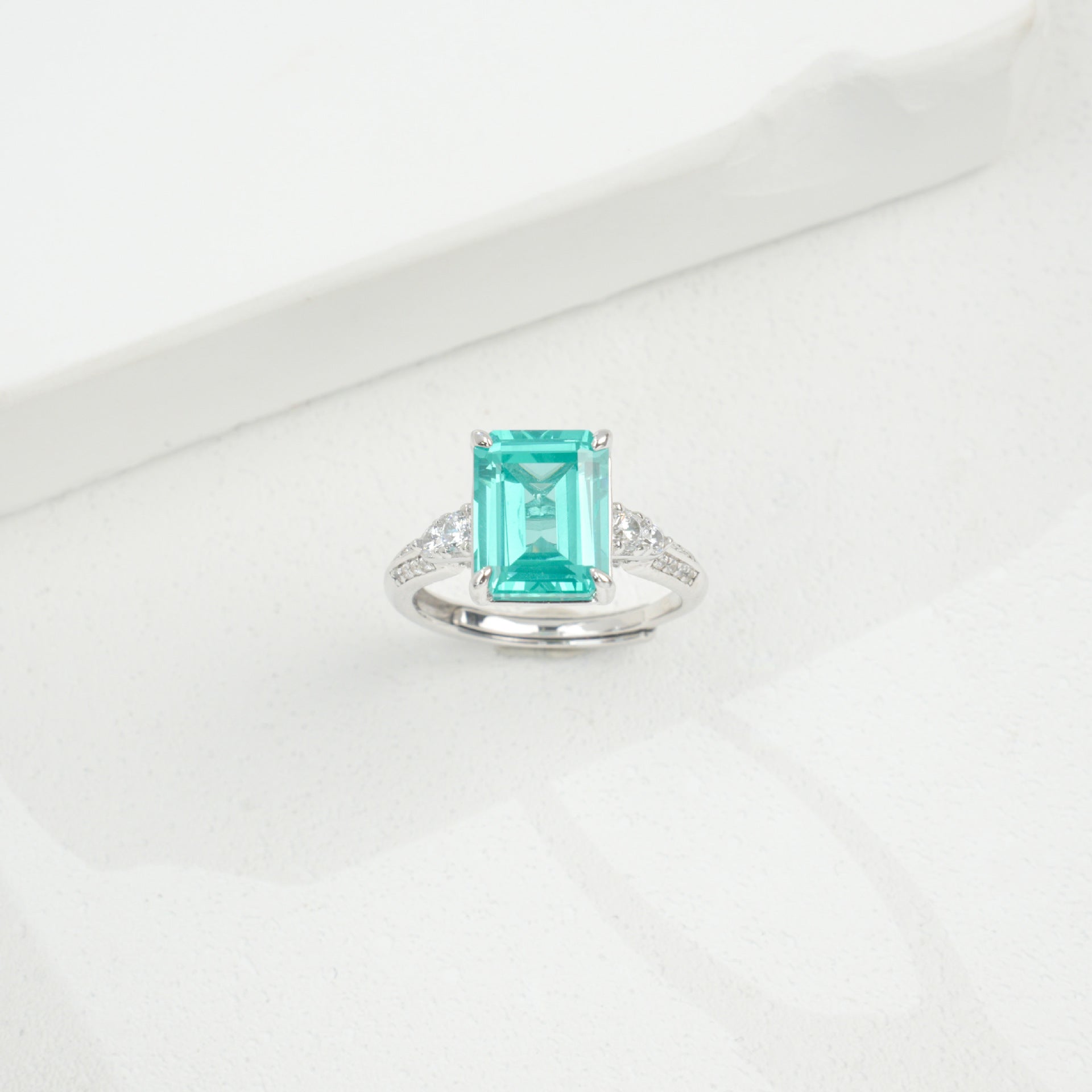 925 Sterling Silver Paraiba-Colour Ring, Premium Modern Minimalist - Photo 4
