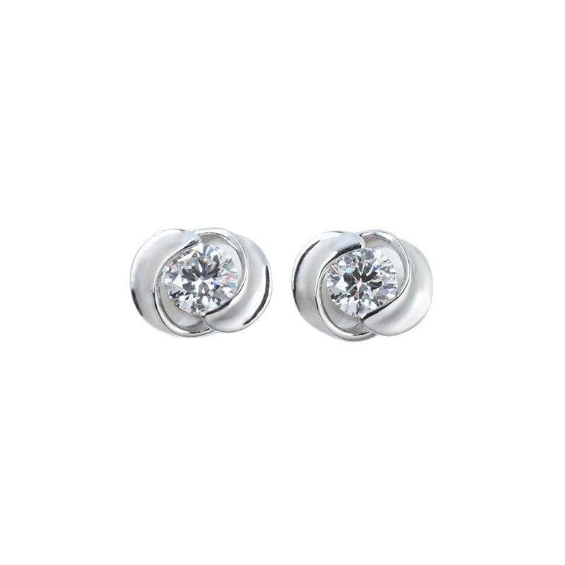 S925 Silver Spinning Rose Lab Diamond Stud Earrings, Flower Diamond Earrings - Photo 5