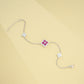 S925 Sterling Silver Lab Ruby Four-Leaf Clover Pave Bracelet, Premium - Photo 3