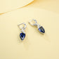 S925 Sterling Silver Lab Sapphire Teardrop Pave Long Drop Earrings, Birthday Gift - Photo 2