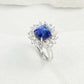 S925 Sterling Silver Lab Sapphire Sugar-Loaf Adjustable Ring, Designer - Photo 5