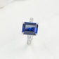S925 Sterling Silver Lab Sapphire Ring 4-Claw Double-Side Full Diamond, Anniversary Versatile Elegant - Photo 2