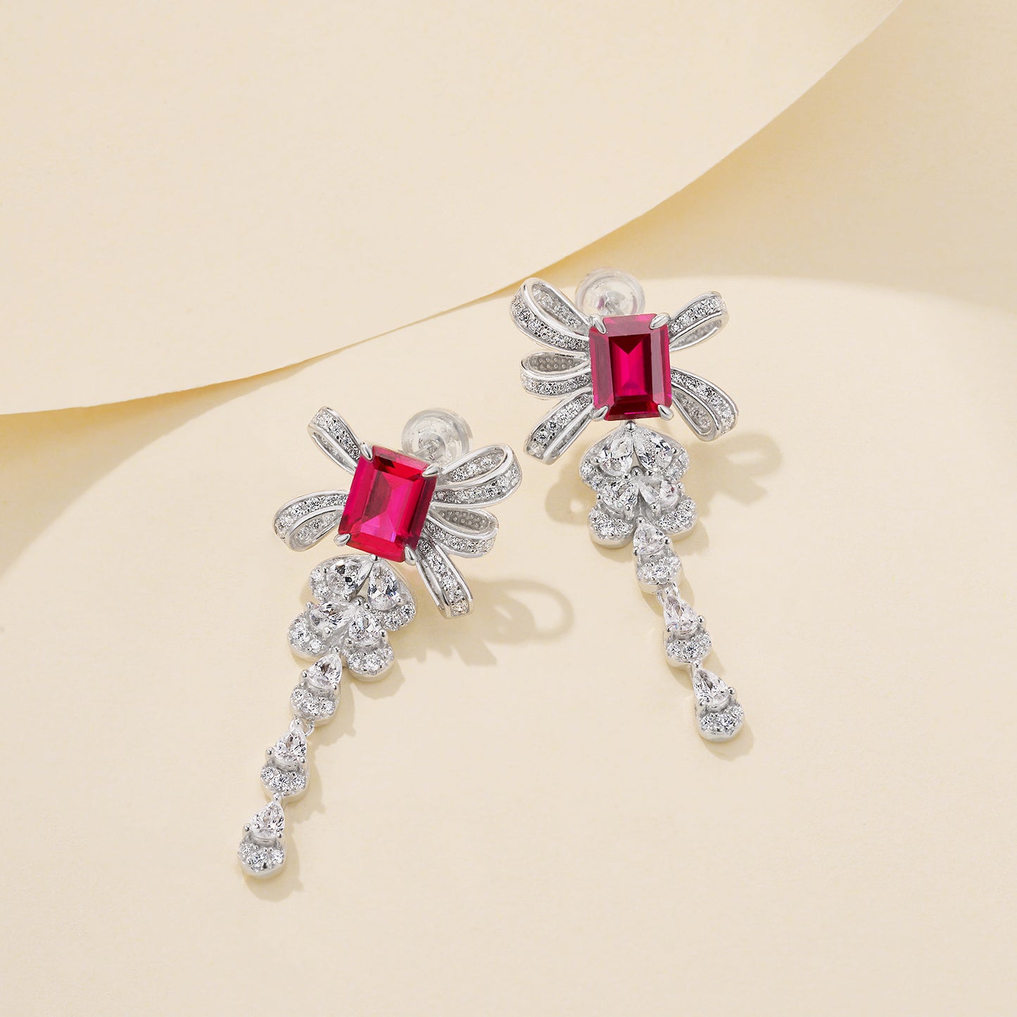 Lab Ruby S925 Silver Stud Earrings Elegant, Premium Jewellery - Photo 2