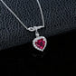 S925 Silver Infinity Symbol Diamond Heart Lab Ruby Halo Necklace, Romantic Valentine - Photo 3