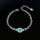 S925 Silver Oval Paraiba Tsavorite Bracelet, Full Diamond Halo - Photo 4