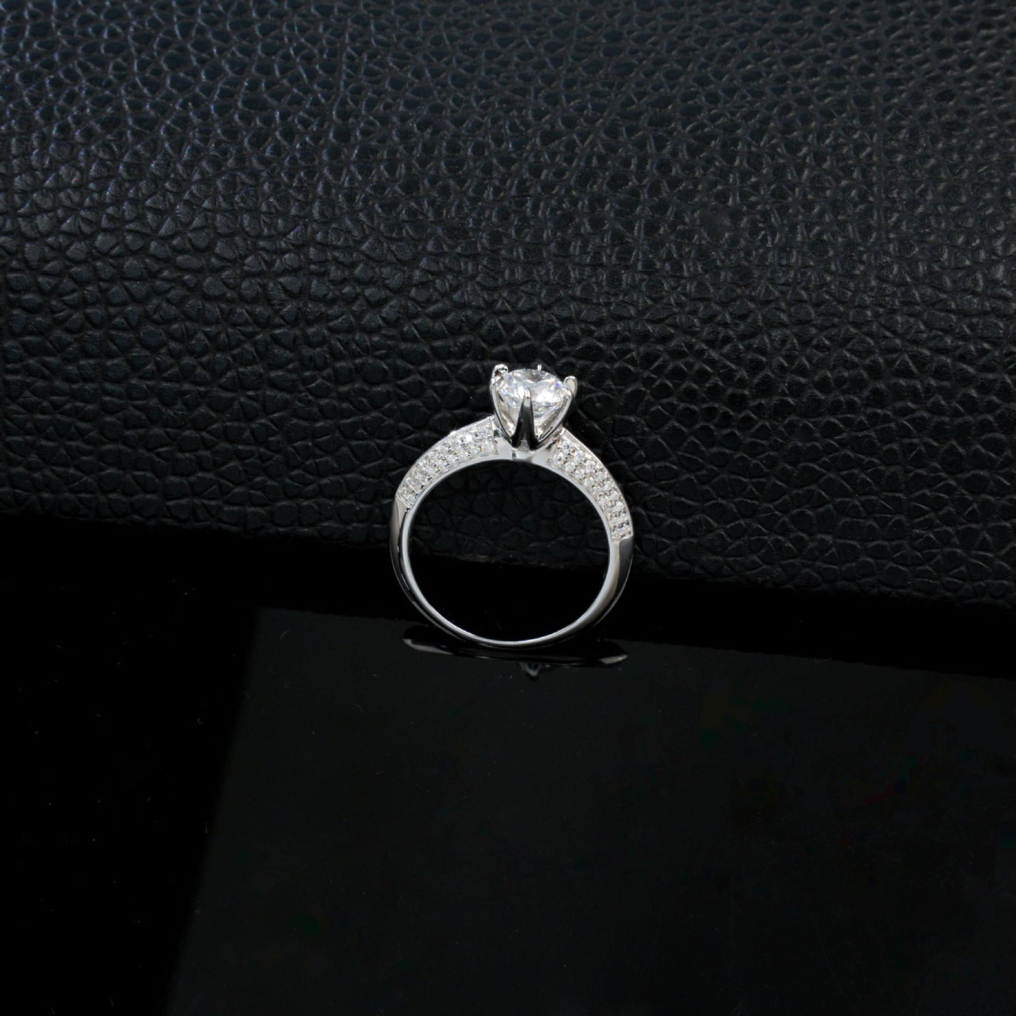 925 Sterling Silver Lab Diamond Six-Prong Engagement Ring, Premium - Photo 4