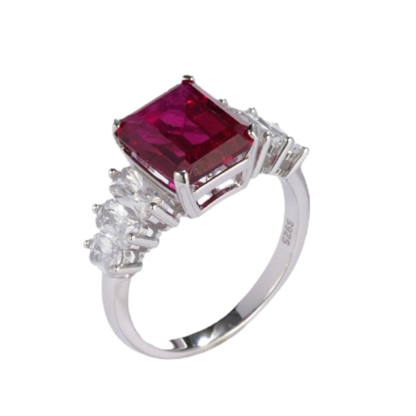 Bold Lab coloured Gemstone Ring S925 Silver, Lab Green Gemstone - Photo 5