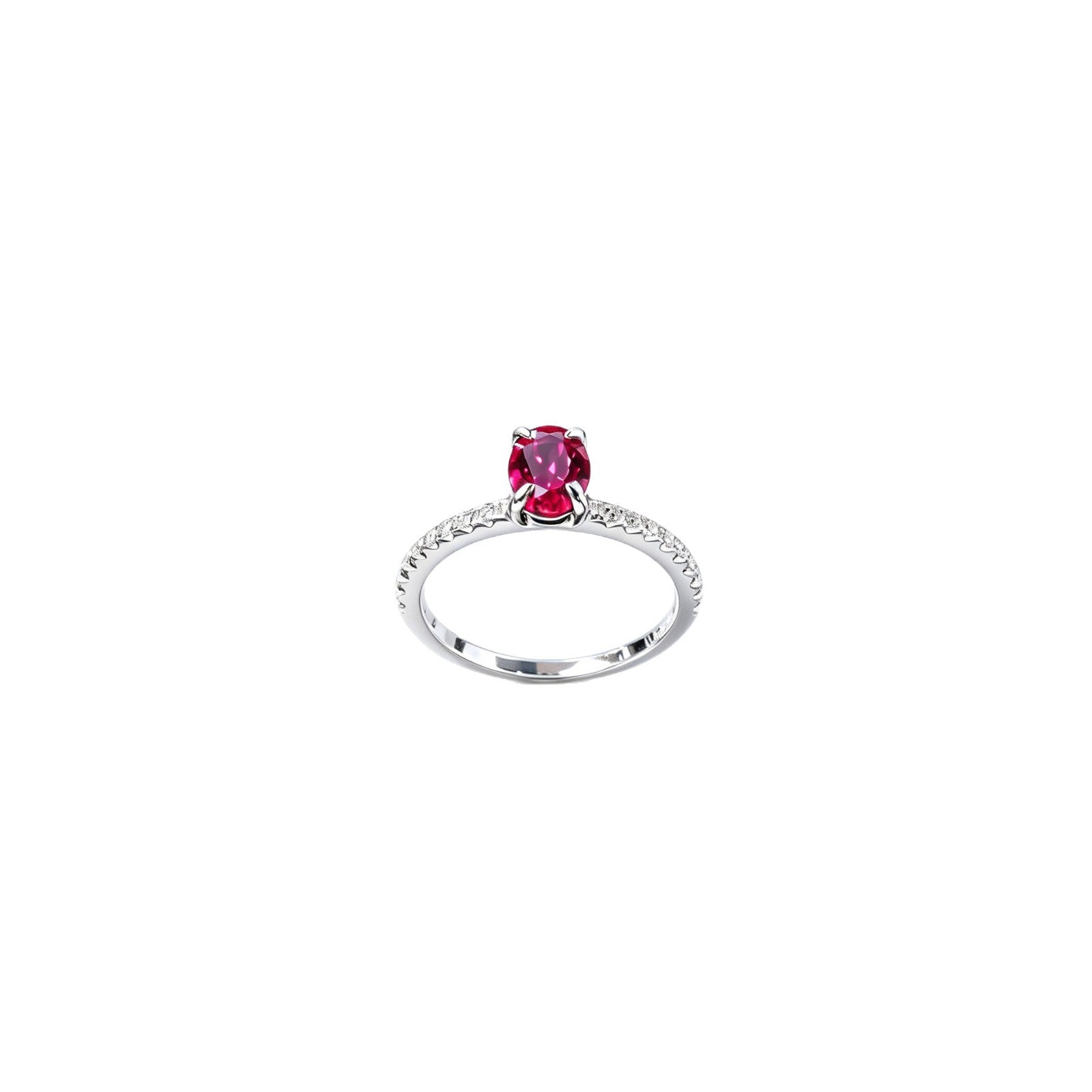 Lab Ruby Ring S925 Sterling Silver Oval 4-Claw Setting, Engagement Gemstone - Photo 5