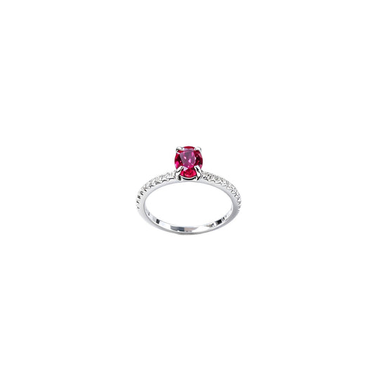 Lab Ruby Ring S925 Sterling Silver Oval 4-Claw Setting, Engagement Gemstone - Photo 5