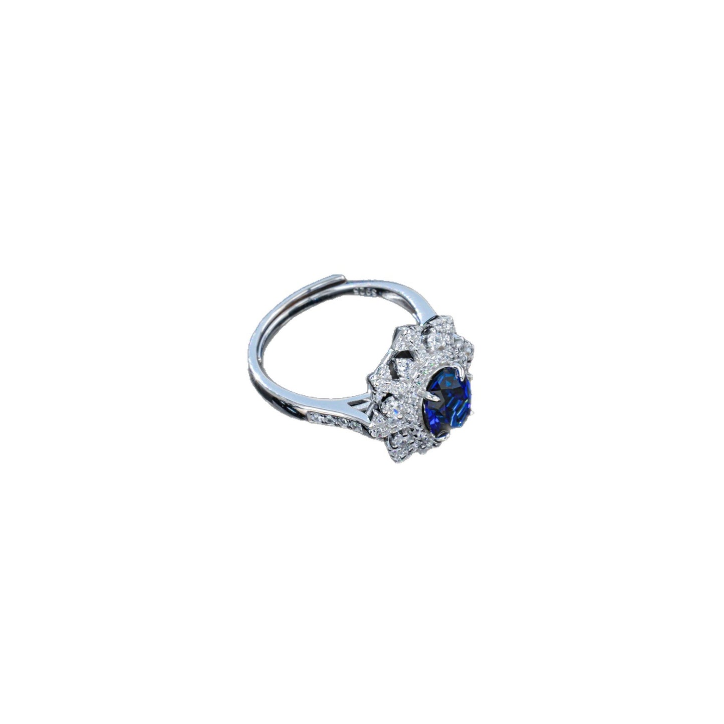 925 Sterling Silver Lab Sapphire Snowflake Ring, Premium Girlfriend Gift - Photo 5