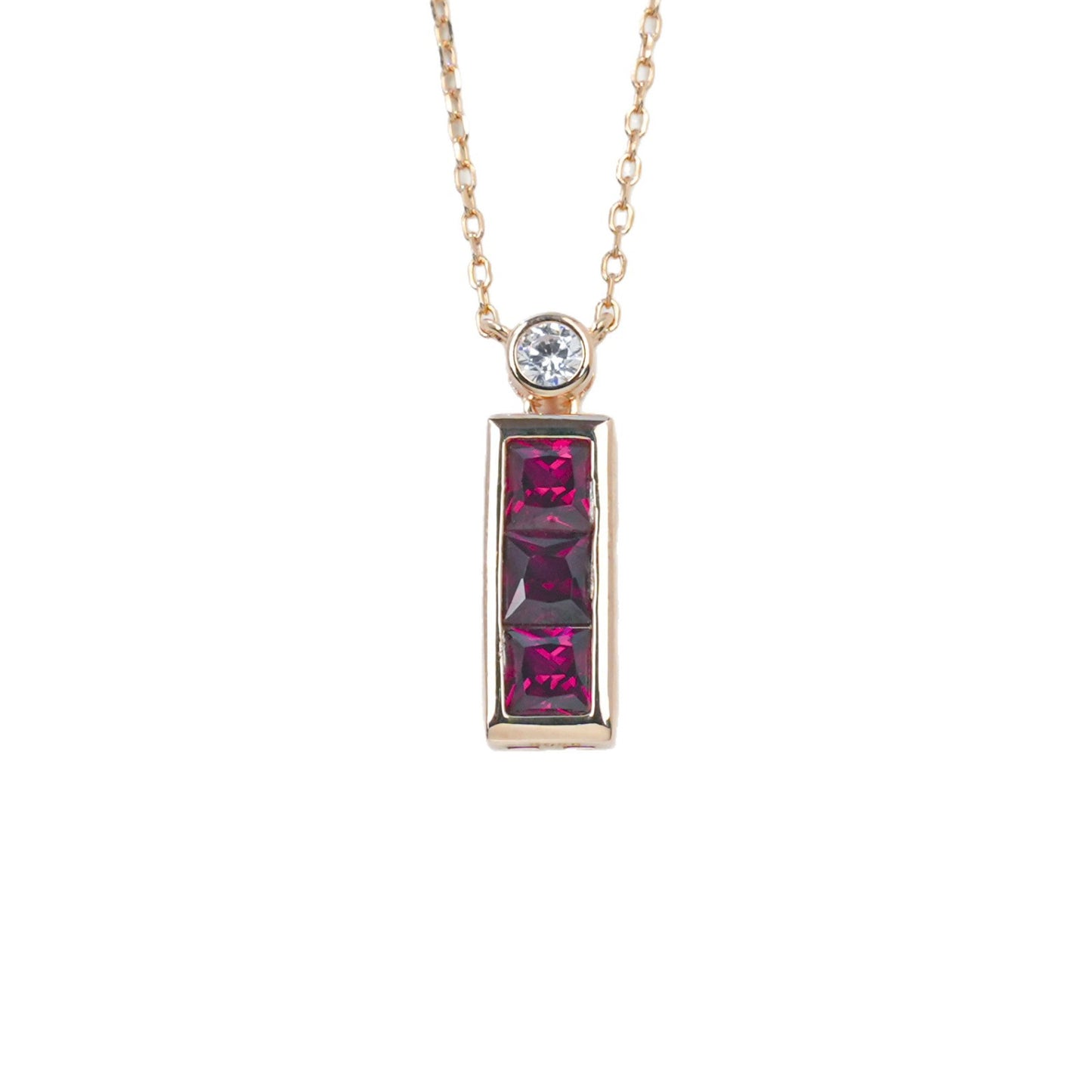 S925 Silver Rose Gold Long Ruby Pendant Necklace, Premium Valentines Birthday - Photo 5