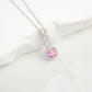 S925 Sterling Silver Lab Padparadscha Pave Step-Cut Pendant Necklace, for Women - Photo 4