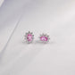 925 Sterling Silver Diana-Style Pink Diamond Sunflower Stud Earrings, Vintage for Women - Photo 2