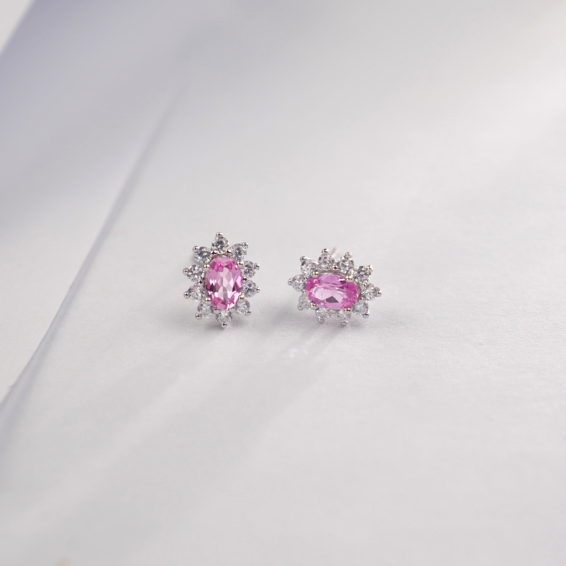 925 Sterling Silver Diana-Style Pink Diamond Sunflower Stud Earrings, Vintage for Women - Photo 2