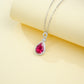 S925 Sterling Silver Lab Ruby Teardrop Pendant Necklace, Premium for Women - Photo 4