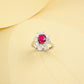 S925 Sterling Silver Lab Ruby Flower Ring for Women, Sparkly Versatile Premium - Photo 4
