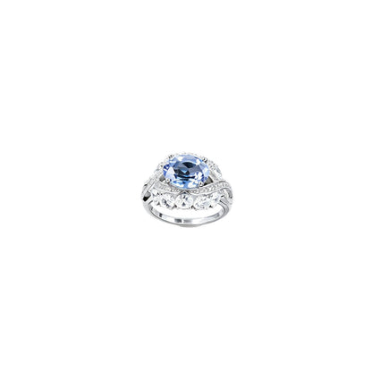 Lab Sapphire Ring S925 Sterling Silver Oval Diamond Hollow Design, Women's Evening Wedding - Photo 5