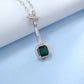 Lab Emerald Sterling Silver Necklace, Premium Jewellery - Photo 2