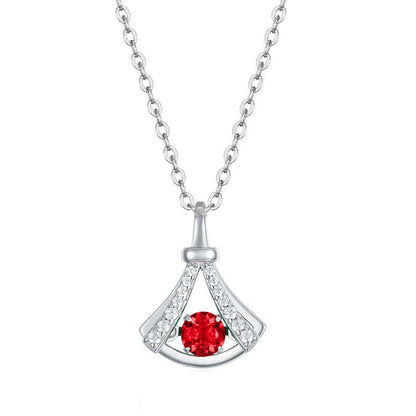 S925 Sterling Silver Gemstone Fan Pendant Necklace, Versatile Birthday Gift - Photo 5
