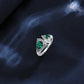 925 Sterling Silver Lab Emerald Double-Stone Ring, Unique Versatile - Photo 3
