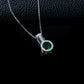 S925 Silver Lab Emerald Pendant Round Full Diamond Halo coloured Gemstone, Evening Gift - Photo 3