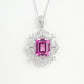 S925 Sterling Silver Lab Padparadscha Necklace, Elegant Minimalist - Photo 4