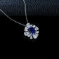 S925 Silver Sapphire Centre Petal Necklace, Versatile Premium Birthday - Photo 3