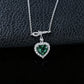 S925 Silver Heart Lab Emerald Full Diamond Halo Necklace, Premium - Photo 3