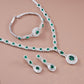 925 Sterling Silver Oval Lab Emerald 3-Piece Jewellery Set (Bracelet, Earrings, Necklace), Luxurious - Photo 3