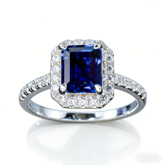 925 Sterling Silver Lab Sapphire Ring, Premium Elegant Gift - Photo 6