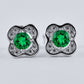 S925 Sterling Silver Lab Emerald Pave Earrings, Vintage Premium for Women - Photo 4