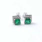 Lab Emerald S925 Silver Stud Earrings, Square Vintage Premium - Photo 3