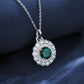 S925 Sterling Silver Lab Emerald French Halo Pendant Choker, Delicate Premium - Photo 3