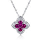 Lab Ruby Necklace S925 Sterling Silver Sparkling Four-Leaf Clover, Sweet - Photo 5
