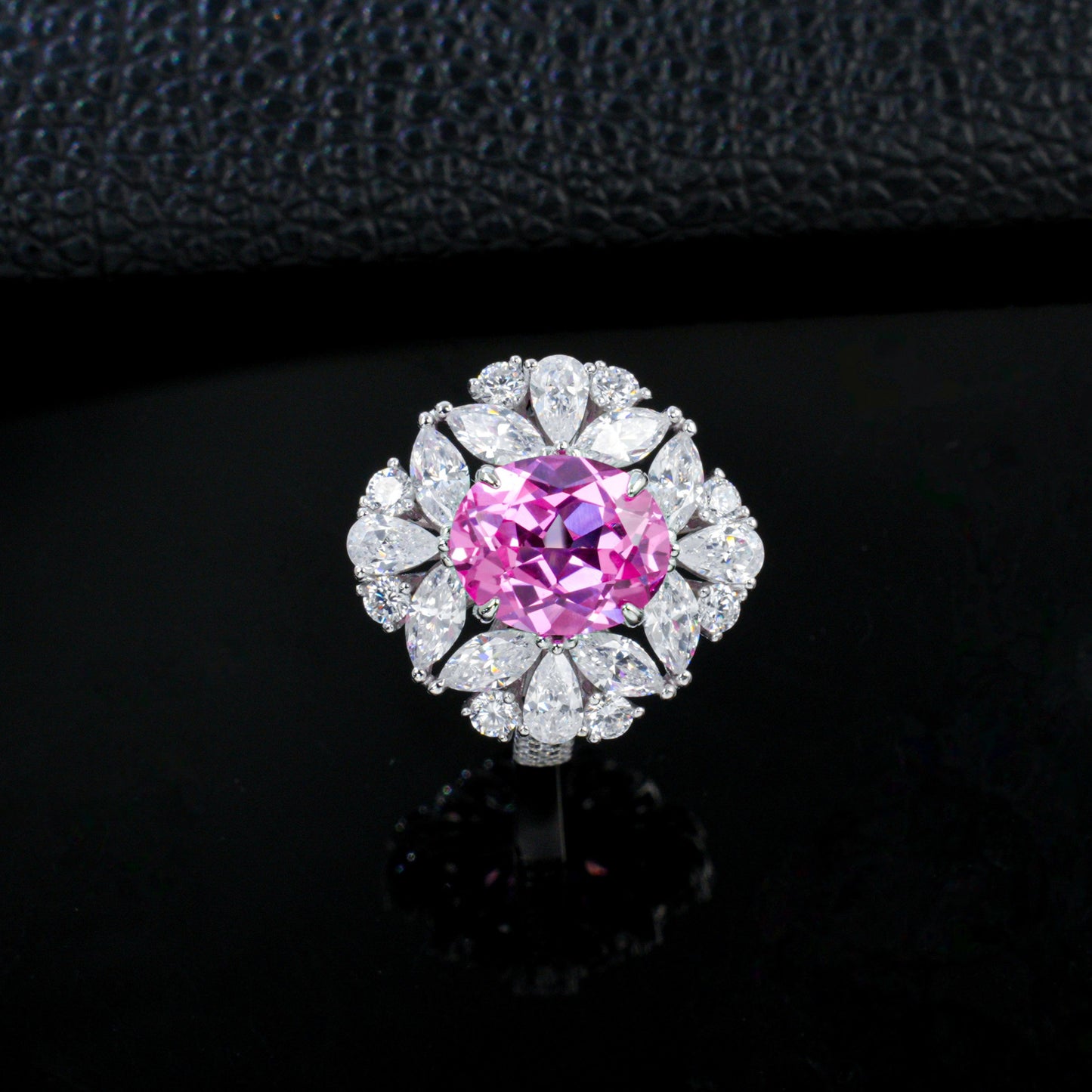 S925 Silver Lab Diamond Ring Pink Sapphire - Photo 3