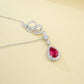 S925 Silver Twisted Diamond Chain Teardrop Lab Ruby Pendant Necklace - Photo 4