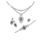 S925 Sterling Silver Royal Blue Lab Sapphire Vintage Pave Necklace Jewellery Set (3-Piece), Premium - Photo 1