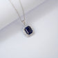 S925 Sterling Silver Lab Royal Blue Square Gemstone Pendant Choker, Premium - Photo 4