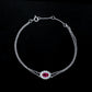 S925 Silver O-Link Slim Chain Oval Lab Ruby Single-Halo Bracelet, Premium - Photo 4