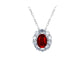 S925 Sterling Silver Lab Pigeon Blood Ruby Halo Pendant Necklace, for Women - Photo 5