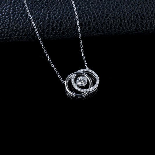 S925 Silver Double-Hoop Diamond Necklace, Simple Versatile Gift - Photo 3