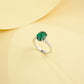 S925 Sterling Silver Lab Emerald Oval Four-Prong Ring, for Women - Photo 3