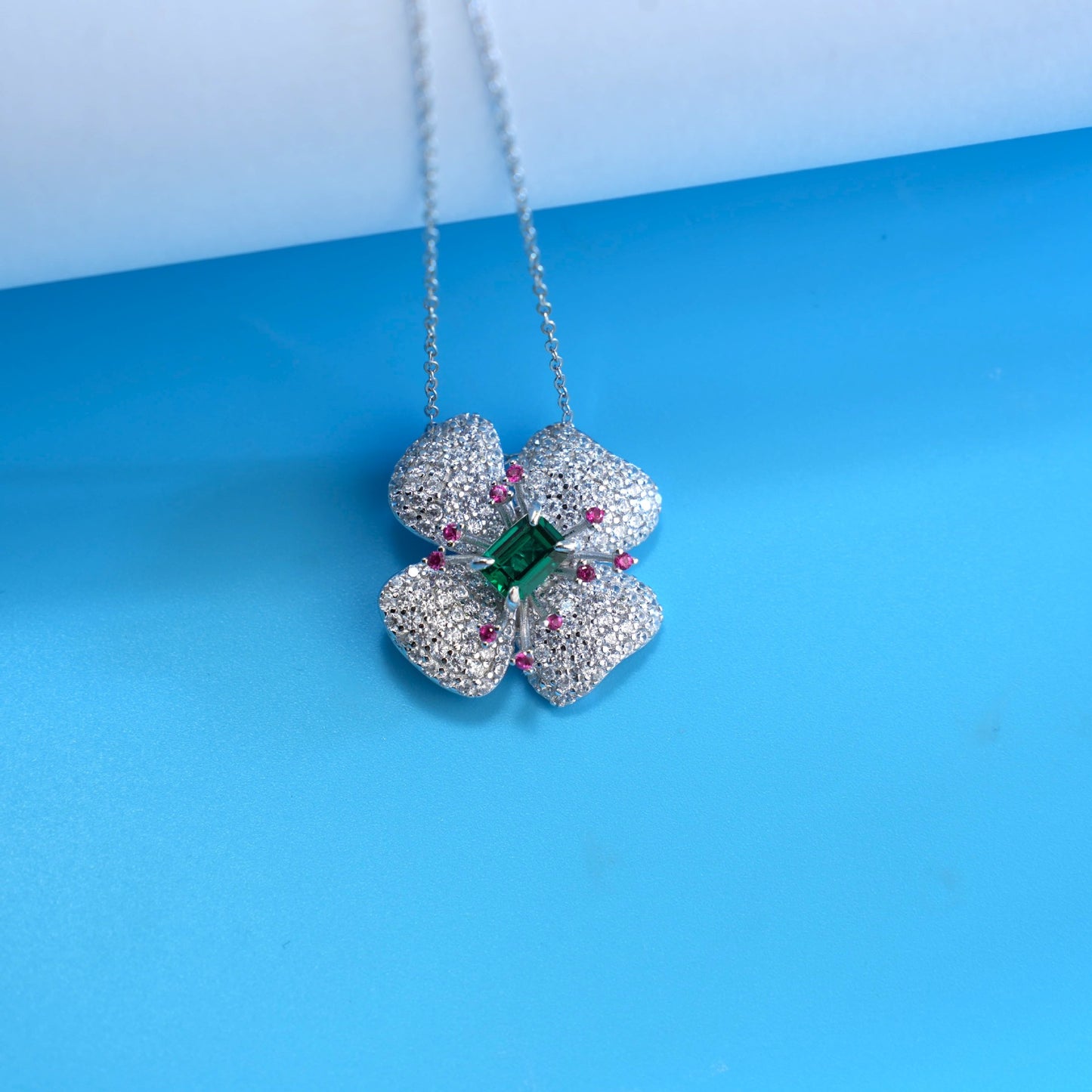 925 Sterling Silver Lab Emerald Necklace for Women, Versatile Elegant - Photo 4
