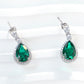 S925 Silver Teardrop Lab Emerald Diamond Halo Earrings, Evening Wedding Elegant - Photo 2