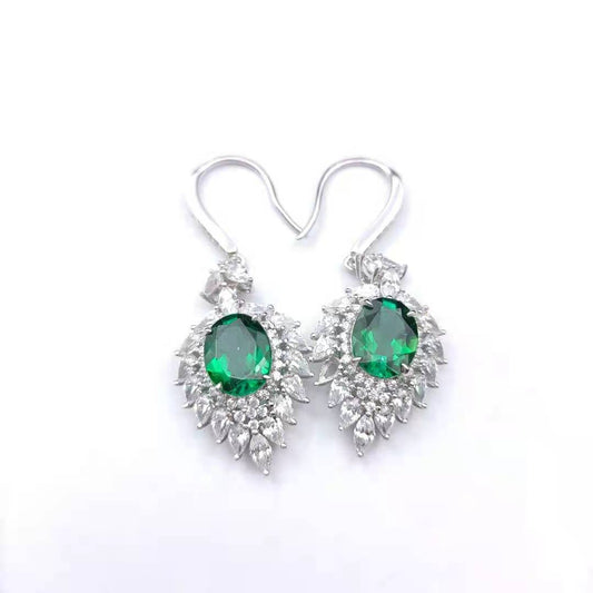 S925 Lab Emerald Earrings, Simple Versatile Design - Photo 5